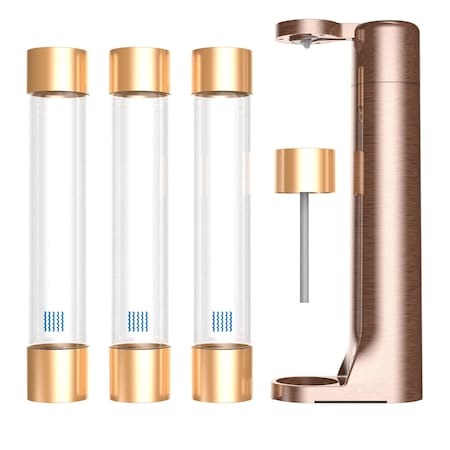 Drinkpod FIZZPod One Touch Sparking Soda Maker Machine with 3 Bottles- Color Cognac DPFZPOD1K-BLK-CRM